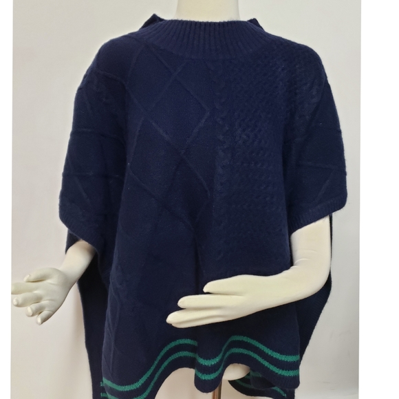 💯%Free people Harbour Stripe Cable Poncho - Picture 11 of 12